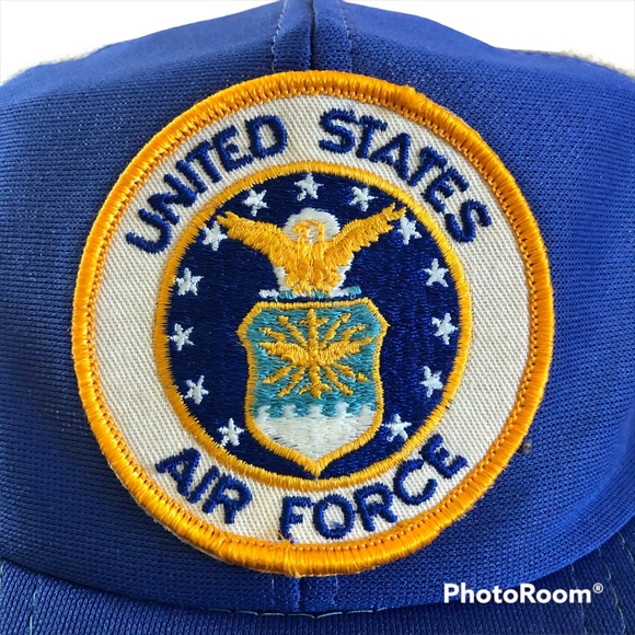 Vintage Cap Trucker Hat United States Air Force Patch Snapback Silver Oak Leaf - Picture 3 of 10